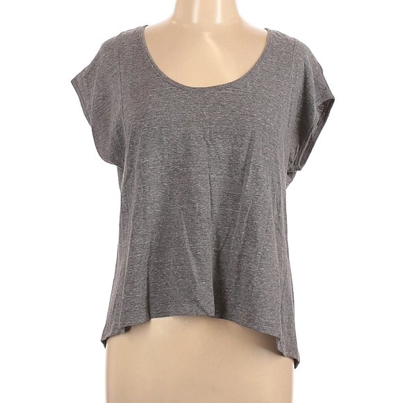 Just Be... oversized grey crop top zip in back high-low short sleeve juniors - M - Picture 12 of 13